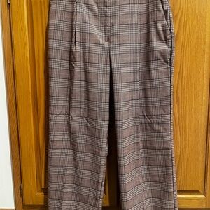LOFT Women's Plaid Trousers in Brown and Black